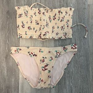 flowers tube top bikini